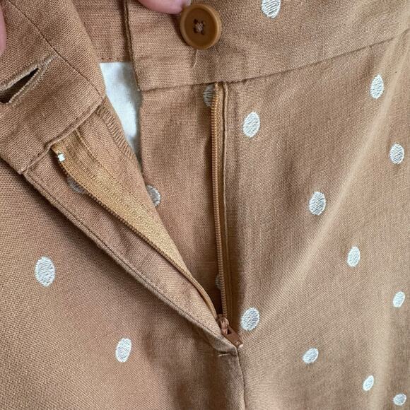 LOFT Orange White Pola Dot Linen Viscose High Rise 6" Shorts Size 12 - Picture 4 of 7